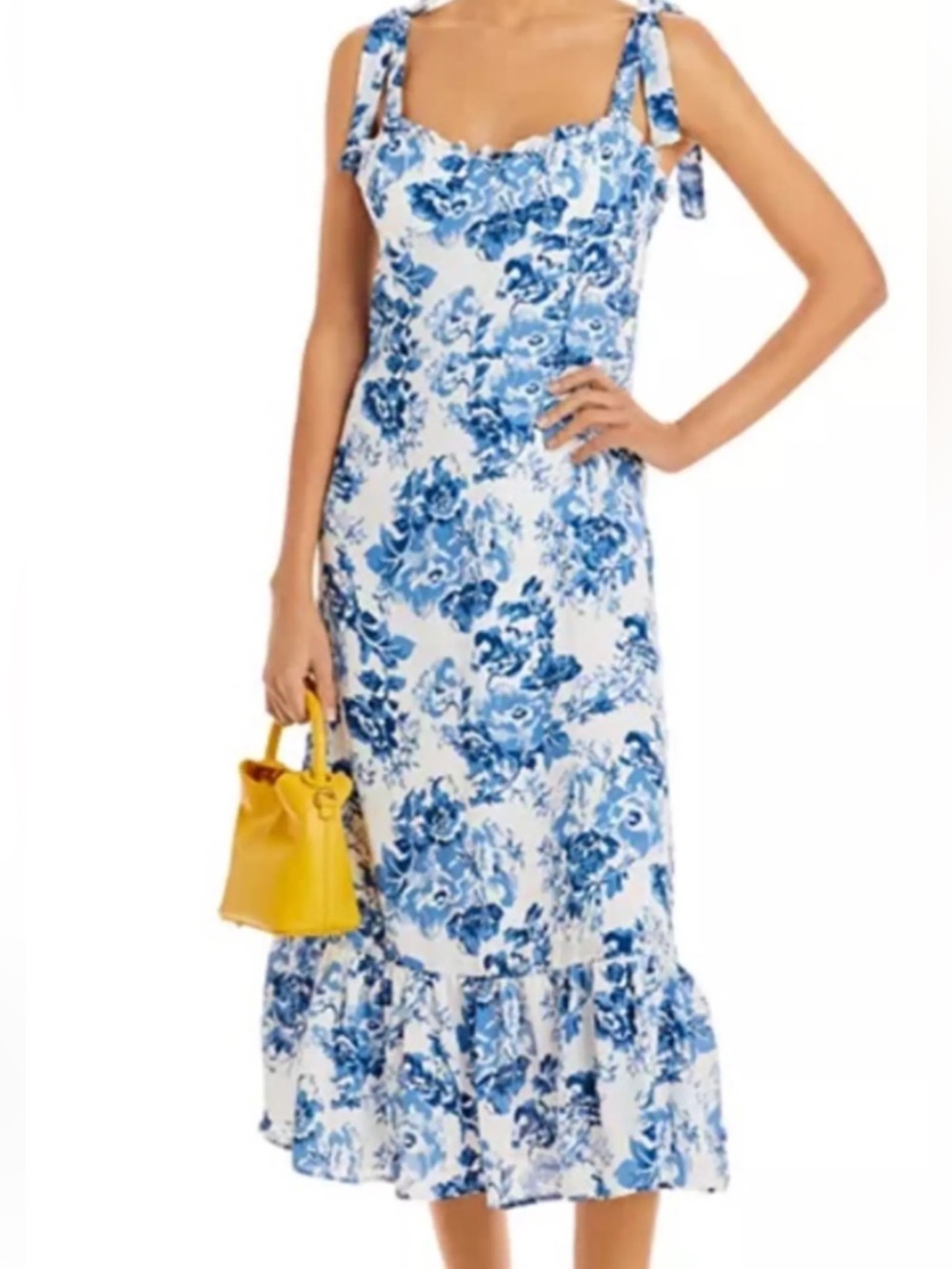 Aqua Bloomingdale’s exclusive blue and White Floral Tie-Shoulder Maxi Dress